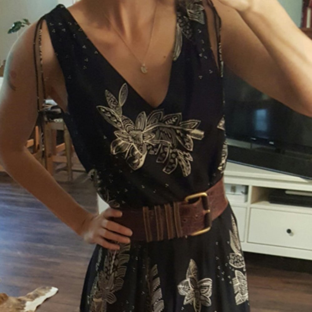 Linen rayon print dress